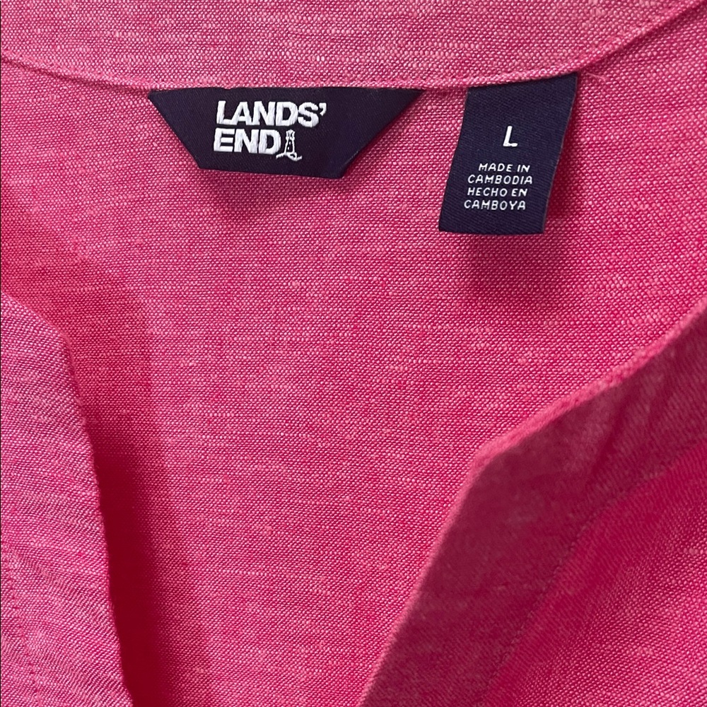 Lands' End Linen Blend Vibrant Hot Pink Tunic - Picture 5 of 10